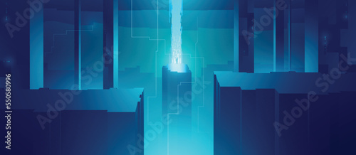 Futuristic technology background. Alien structures. Sci-fi illustration