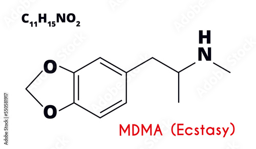 Ecstasy molecule. Recreational drug. Vector illustration