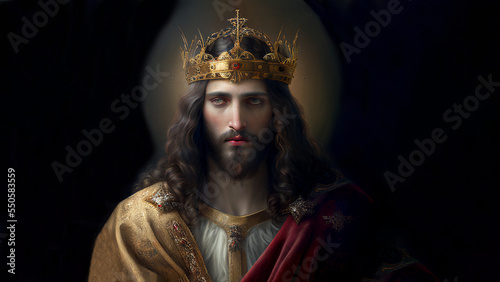 portrait of Jesus Christ with a crown photo