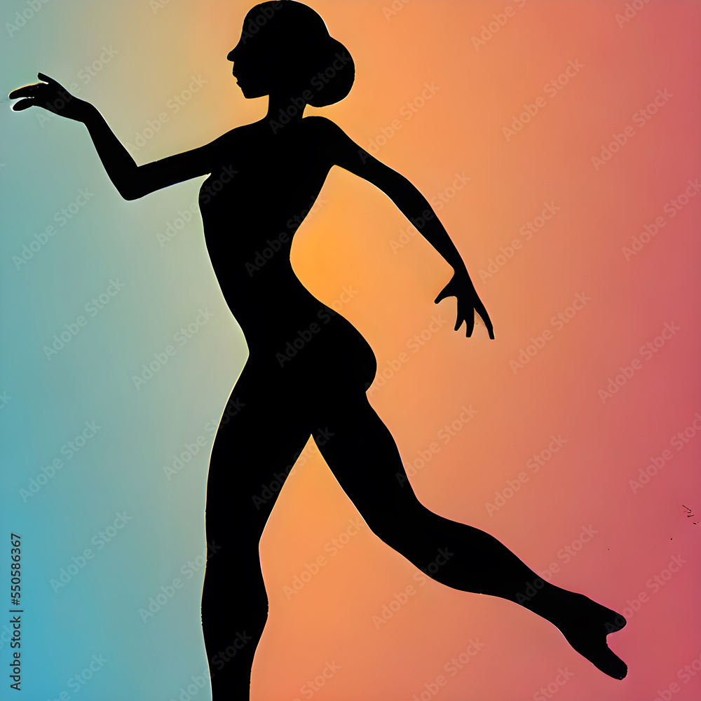 ダンスする女性のシルエットイラスト ダンスする女性のシルエットイラスト