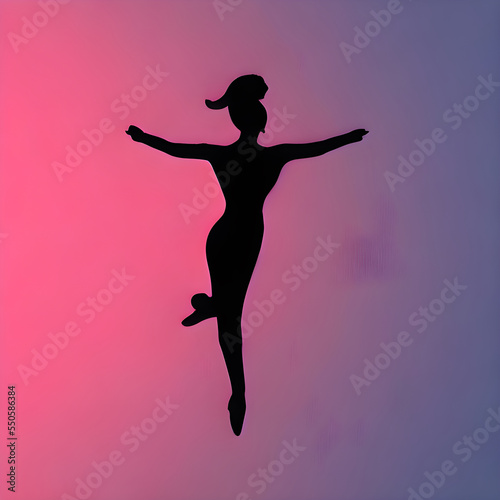 ダンスする女性のシルエットイラスト