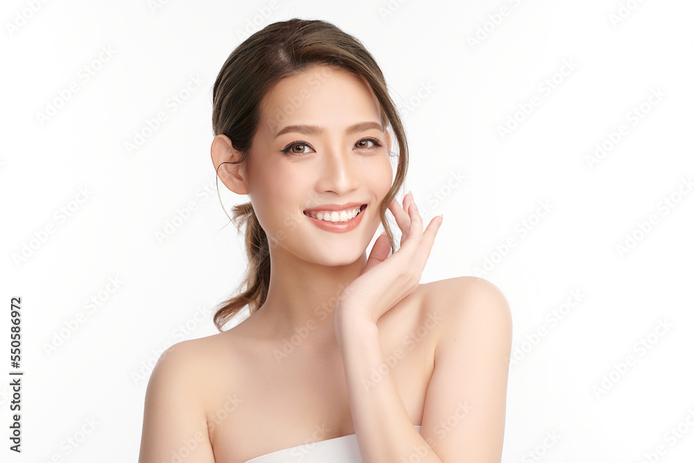Beautiful young asian woman with clean fresh skin on white background, Face care, Facial treatment, Cosmetology, beauty and spa, Asian women portrait. Beautiful young asian woman with clean fresh skin on white background, Face care, Facial treatment, Cosmetology, beauty and spa, Asian women portrait.