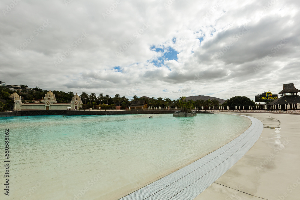 TENERIFE ISLAND, SPAIN - January 9: Siam Park on January 9, 2020 in Tenerife, Spain. Siam Park, the water kingdom theme park with water attractions in Europe