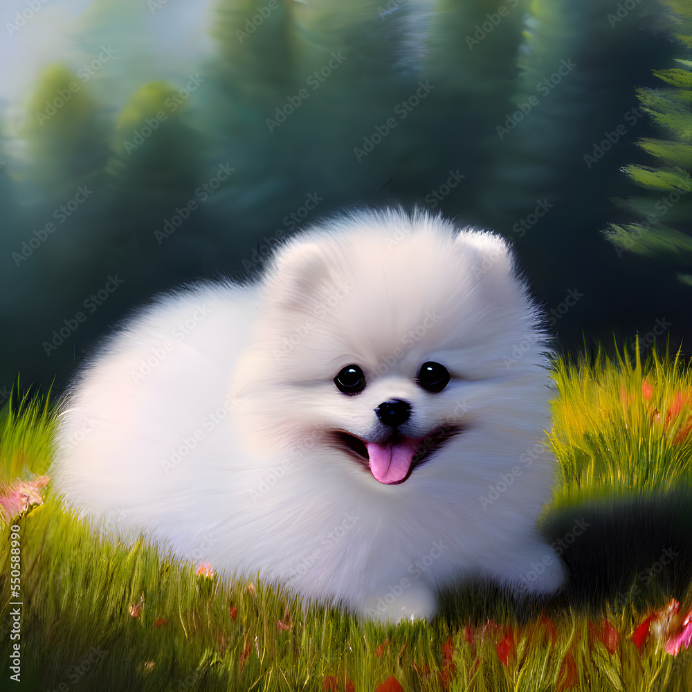 Obraz premium かわいらしいポメラニアンのイラスト