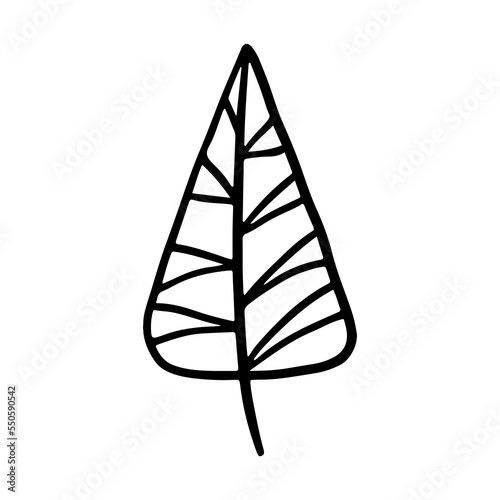 Christmas tree in doodle style. Happy New year. Hand drawn sketch of a Christmas tree. Vector illustration. Isolated on a white background. Illustration for graphics, website, logo, icons, postcards