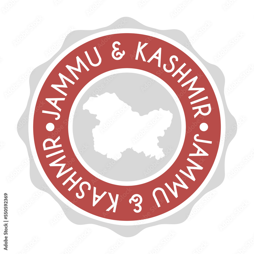 Jammu and Kashmir Badge Map Vector Seal Vector Sign. National Symbol