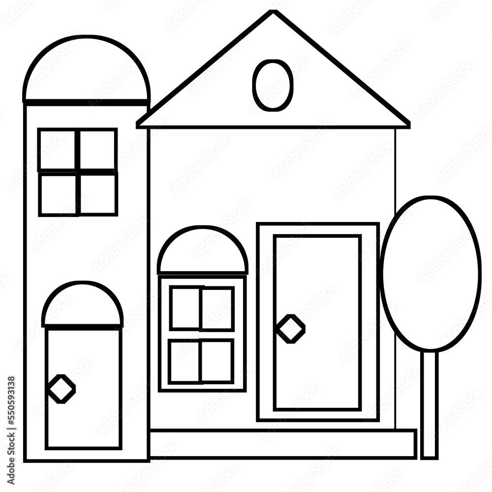 coloring page - house of geometrical shapes illustration coloring page - house of geometrical shapes illustration