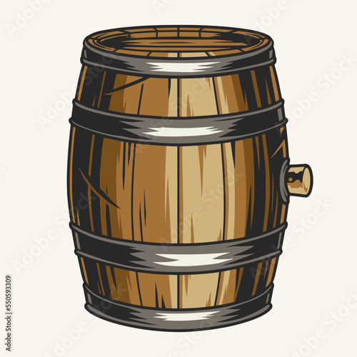 Wooden barrel vintage colorful emblem