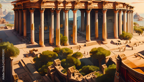 Artistic concept illustration of a Roman hipodrome, background illustration.