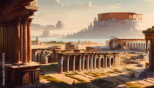 Obraz na płótnie Artistic concept illustration of a Roman hipodrome, background illustration