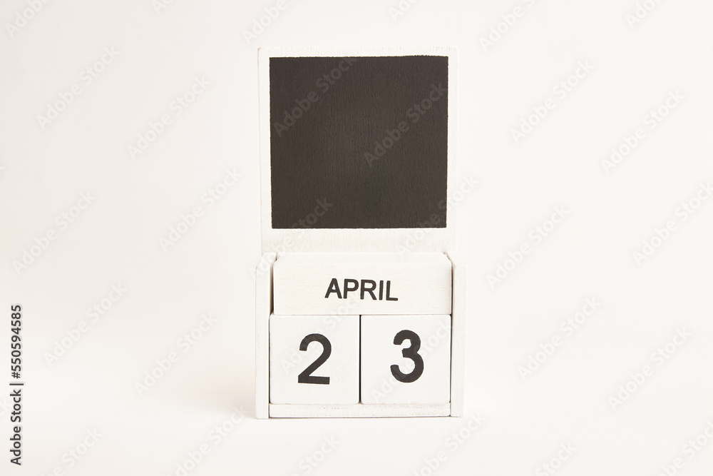 Calendar with the date April 23 and a place for designers. Illustration for an event of a certain date.