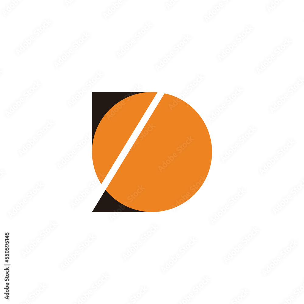 Obraz premium letter d circle sun simple geometric logo vector