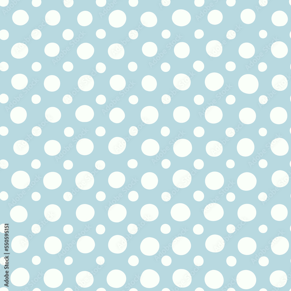 Dots on blue seamless pattern. Seamless polka dots background.