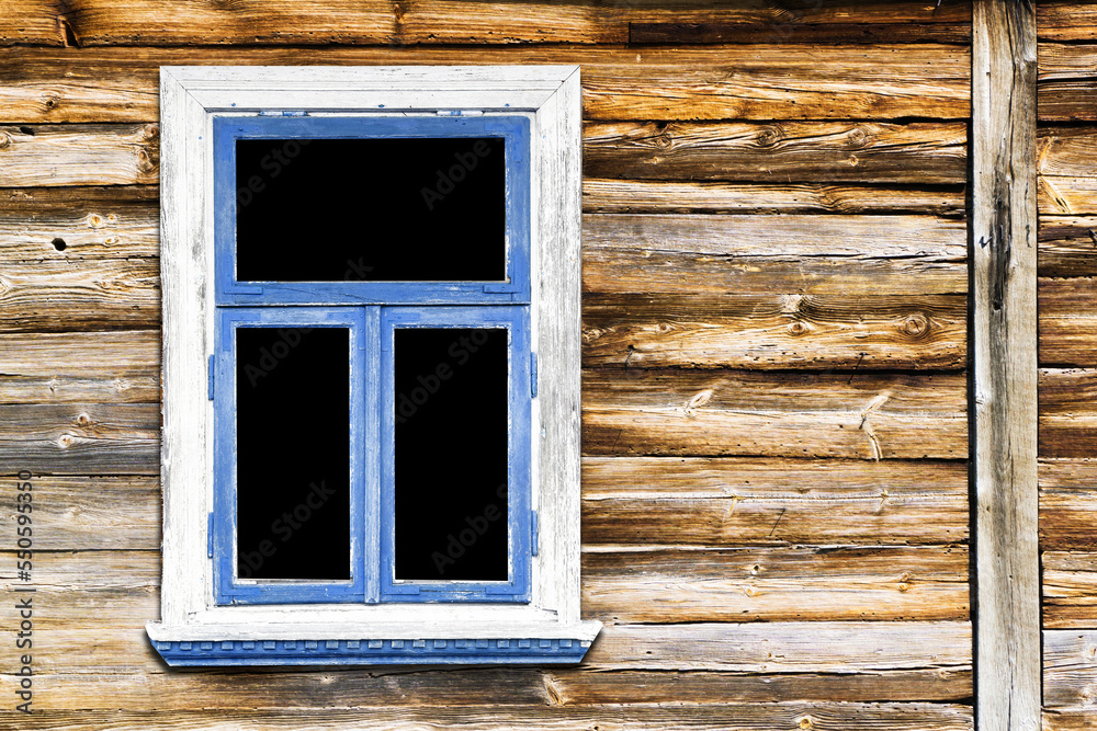 Wooden window background. Empty copy space rustic cottage house