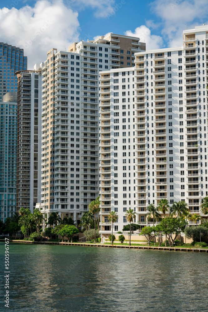 Oceanfront luxury condominiums at the bay in Miami, Florida