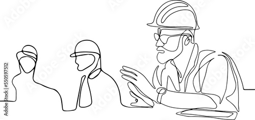 Construction manager and engineer working on building site