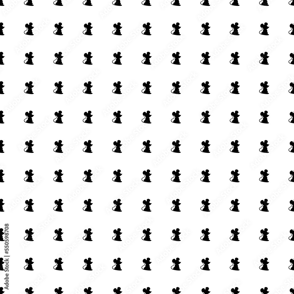 Square seamless background pattern from geometric shapes. The pattern is evenly filled with big black mouse symbols. Vector illustration on white background