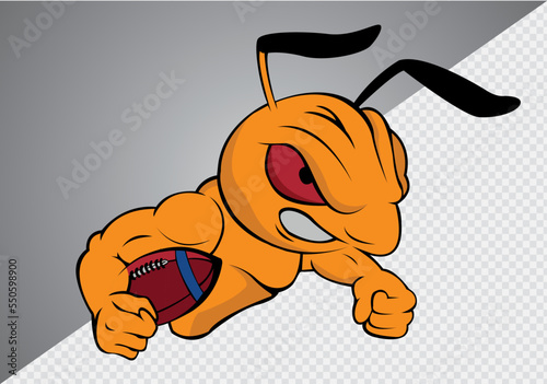 Angry ant playing american football concept art