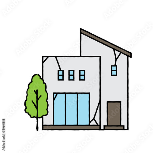 老朽化したシンプルな一軒家のイラスト