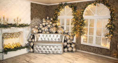 christmas decoration on the wall wallpaper tree interior