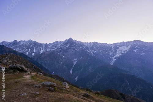 Landscape of the mountains during sunrise.