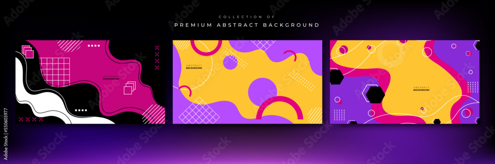 Memphis geometric abstract shapes background vector . Retro trendy halftone vector elements design for advertisement, Wallpaper, commercial and sale banner, poster. Vector illustration.