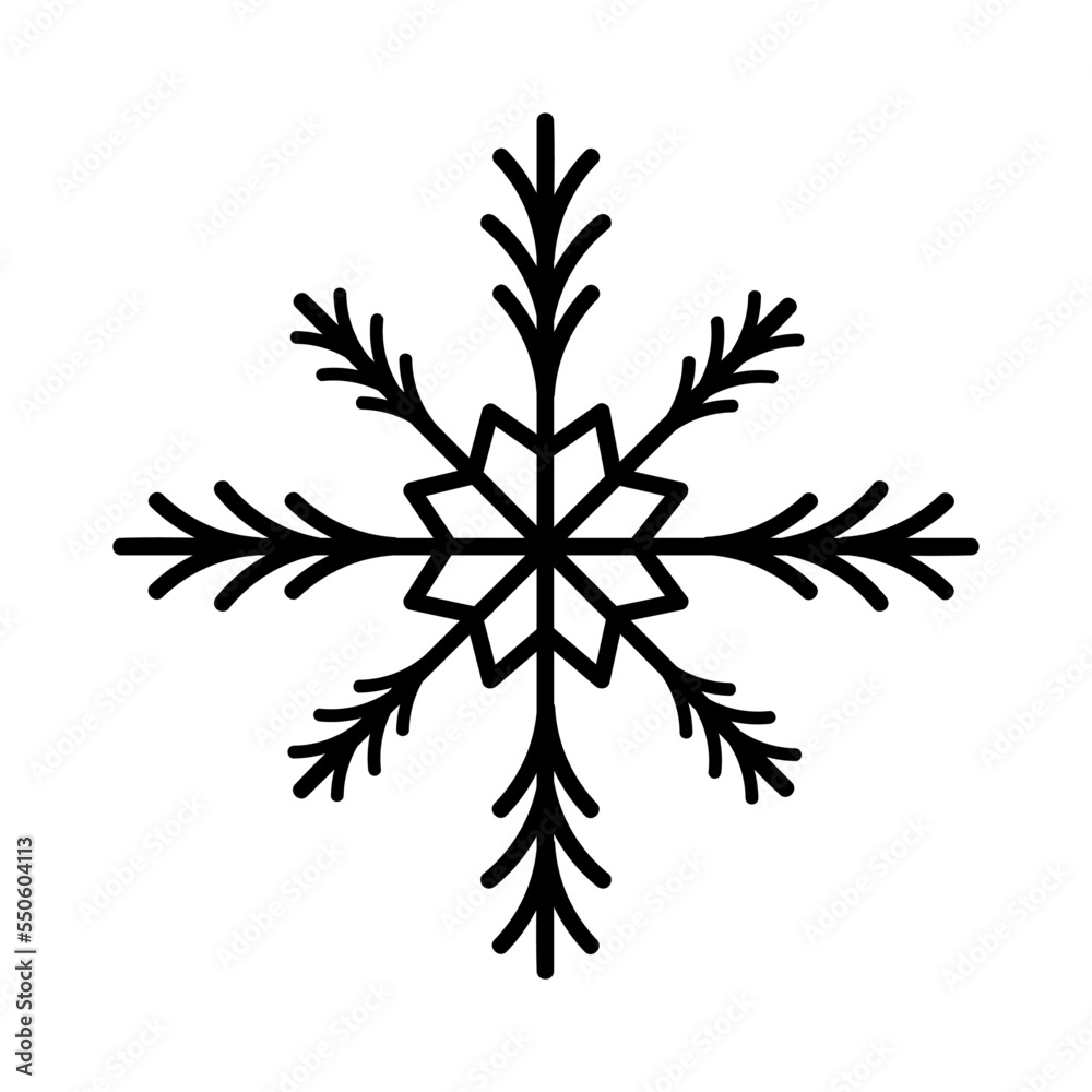 Snowflake decorative element. Hand drawn snowflake isolated on white background. Vector element for christmas, new year decor Snowflake decorative element. Hand drawn snowflake isolated on white background. Vector element for christmas, new year decor
