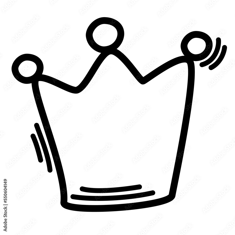 Crown. Birthday element. Line art symbol for web printing and applications. Vector illustration in doodle style hand-drawn isolated on the white background. Crown. Birthday element. Line art symbol for web printing and applications. Vector illustration in doodle style hand-drawn isolated on the white background.