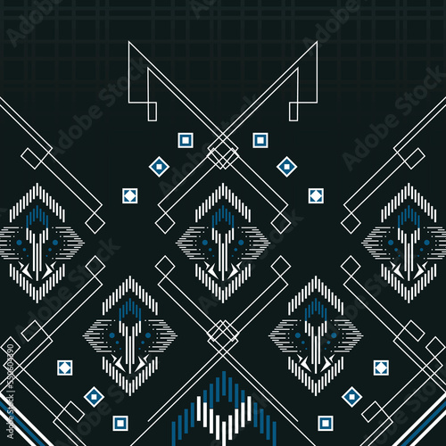 Geometric ethnic pattern carpet design