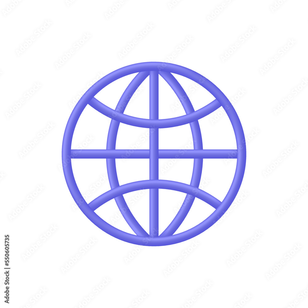 3D Globe hyperlink icon. Search WWW sign. Web hosting technology. Browser search website page. 3D Globe hyperlink icon. Search WWW sign. Web hosting technology. Browser search website page.