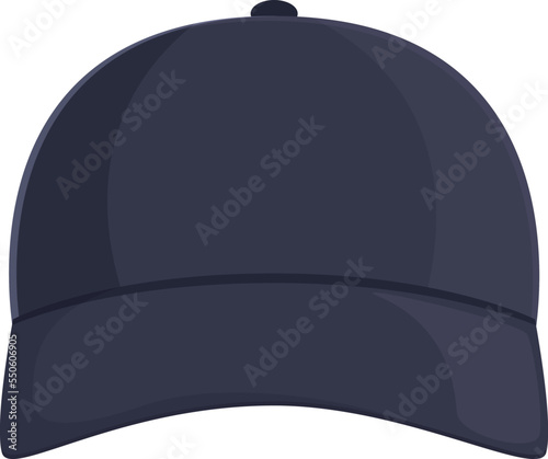 Black baseball hat icon cartoon vector. Cap template. Fashion wear