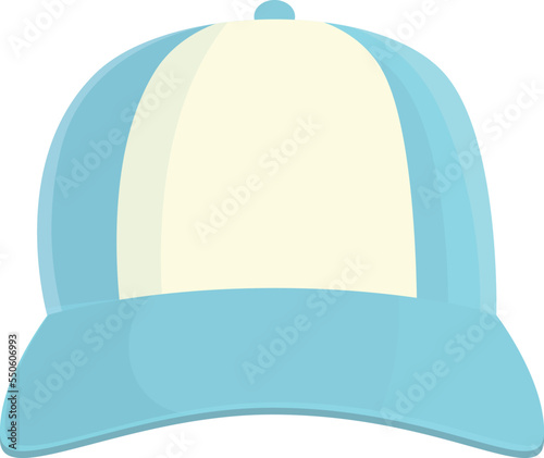 Blue white hat icon cartoon vector. Cap baseball. View snap