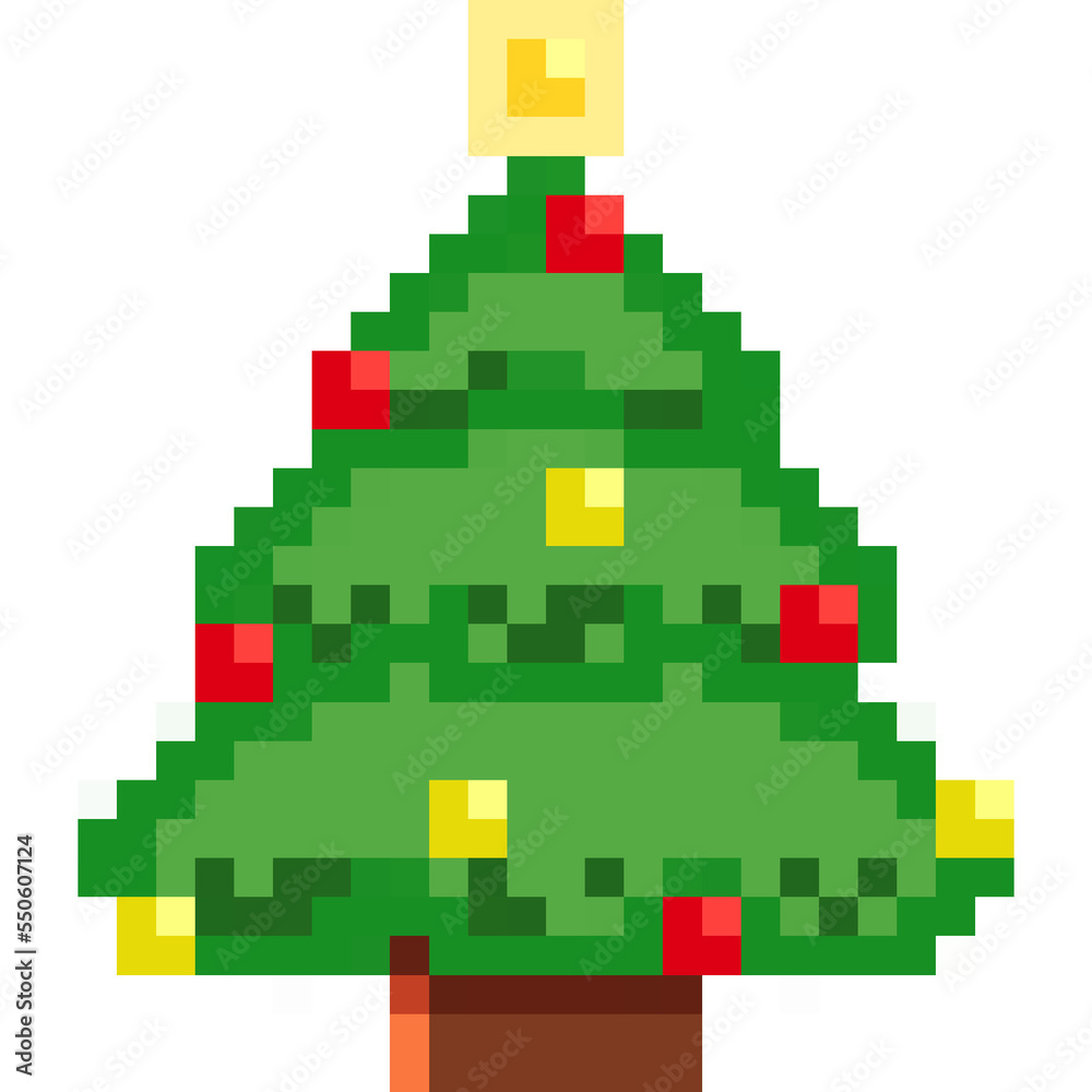 Fototapeta premium Christmas Tree Pixel 8bit Cute Art Green 