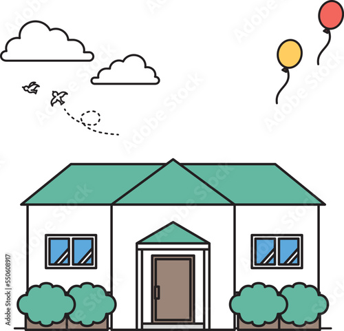 シンプルな住宅のイラスト（Kタイプ）