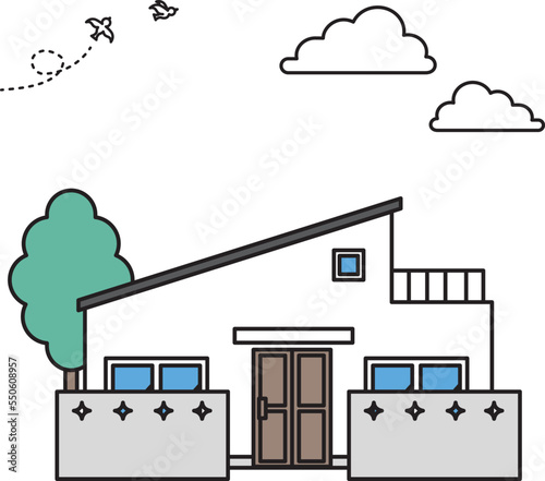 シンプルな住宅のイラスト（Oタイプ）