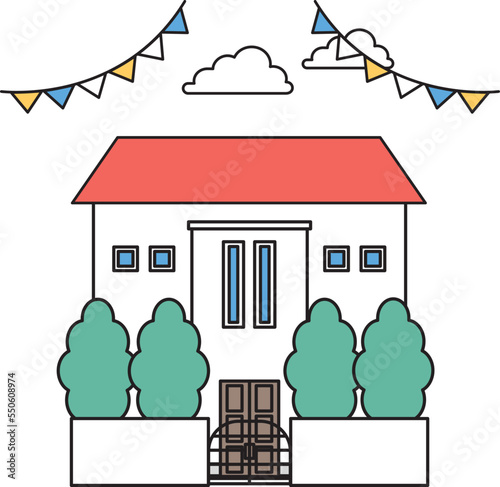 シンプルな住宅のイラスト（Rタイプ）