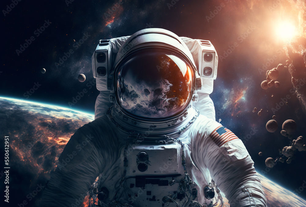 Astronaut floating alone in the void of space, Astronaut at spacewalk, Science fiction wallpaper 3D Illustration Astronaut floating alone in the void of space, Astronaut at spacewalk, Science fiction wallpaper 3D Illustration