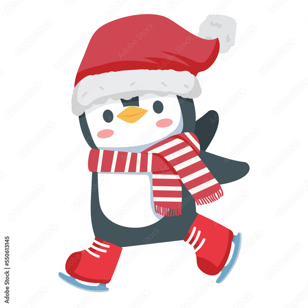 penguin with scarf ice skating vector penguin with scarf ice skating vector