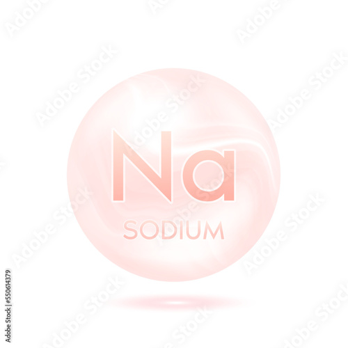Sodium minerals capsule pink. Icon 3D minerals complex isolated on a white background for product design. Medical and scientific concepts. Icon 3D Vector EPS10 illustration.