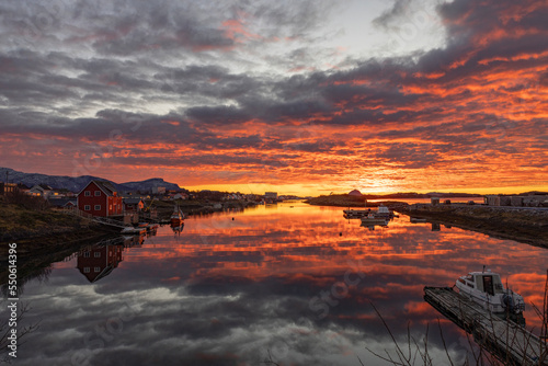 Fantastic sunset colors in Brønnøysund, Nordland county, Norway, Europe