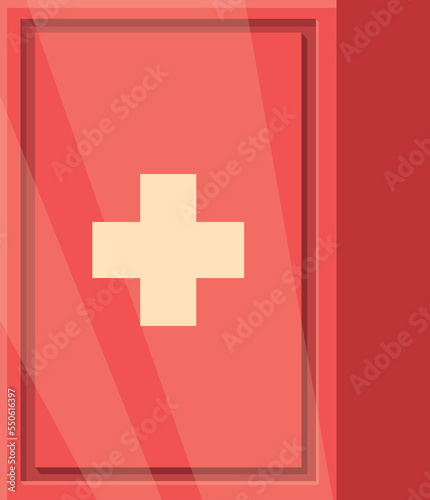 First aid kit shelter icon cartoon vector. Nuclear lab. Safe game