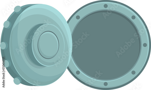 Round door shelter icon cartoon vector. Bomb bunker. Game safe