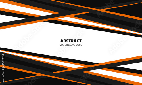Vector abstract background with orange and black geometric shapes and lines. Colored modern sports abstract background. Vector illustration