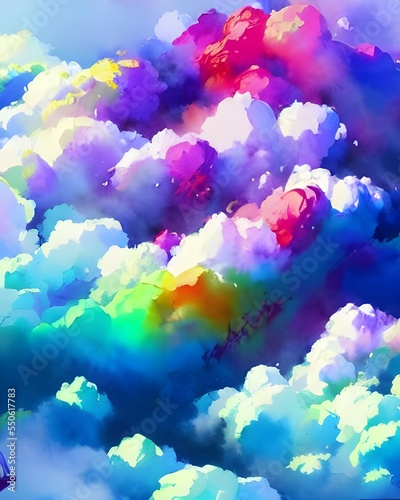The colorful clouds look like they are made of cotton candy. They seem to be floating in the sky  but they are actually being held up by the water from below. The bright colors reflect off of the wate