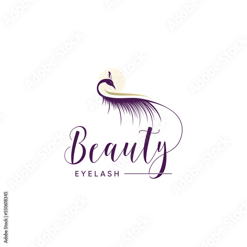 Beauty lashes logo with peacock concept creative design icon illustration