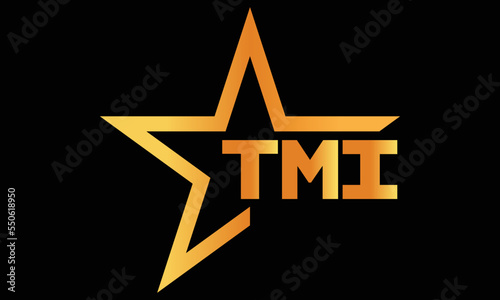 TMI golden luxury star icon three letter logo design vector template. royal logo | luxury logo | jewelry logo | premium logo | iconic logo | Victoria logo |