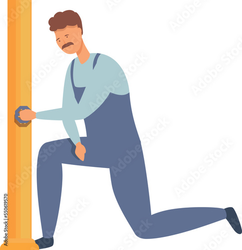 Gasman fix pipe icon cartoon vector. Gas worker. Work system
