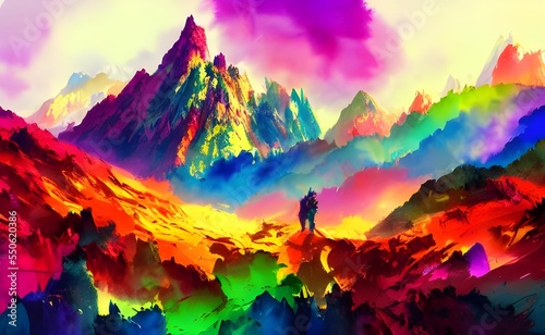 The colors in the sky are so bright and pretty. The mountains look like they're made of cotton candy. The water looks refreshing and cool.