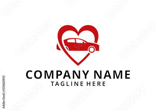 Illustration Love Car Logo design vector 