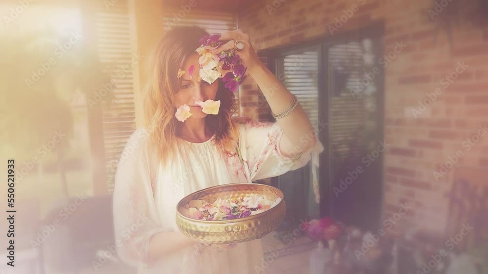 flower for the preparation of essential oil. Spa and aromatherapy. Pouring flowers into the cape.
